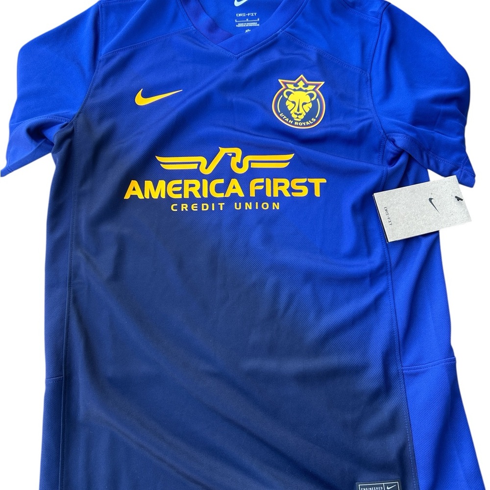 Nike Kids Utah Royals Blue Soccer Jersey with Yellow Logo Large
